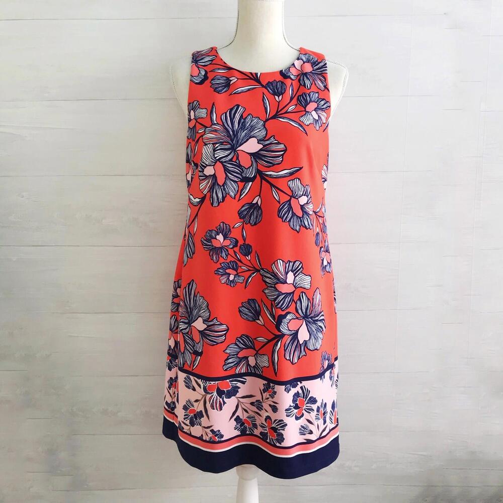 *flaw Vince Camuto - Persimmon & navy floral shift dress, 8